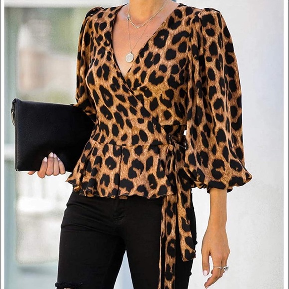 LIZZY Leopard Print Wrap Blouse - Picture 6 of 6